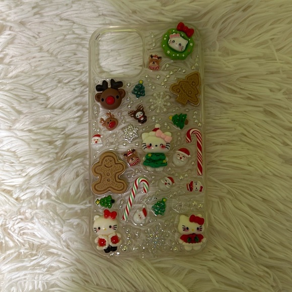 Handmade Christmas Holiday Hello Kitty Kawaii Charm Junk iPhone 13 14 Case - Picture 1 of 3